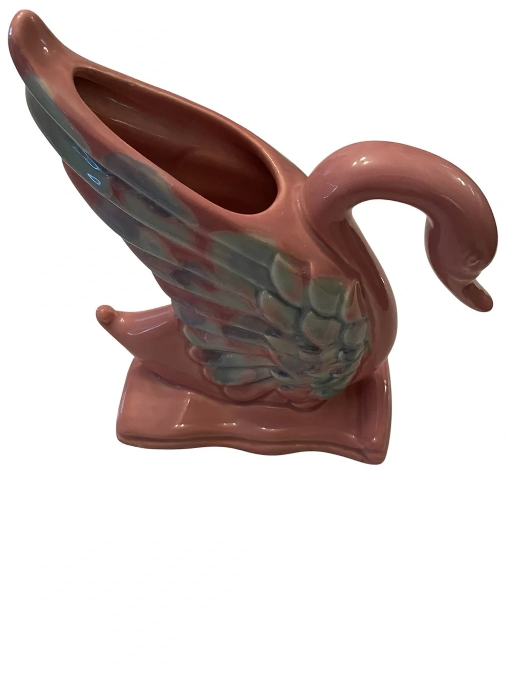 Vintage Royal Haeger R-430 Pink Blue Agate Swan Planter Vase Mid Century 1950s